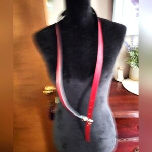 Tahari Red Leather Thin Belt
